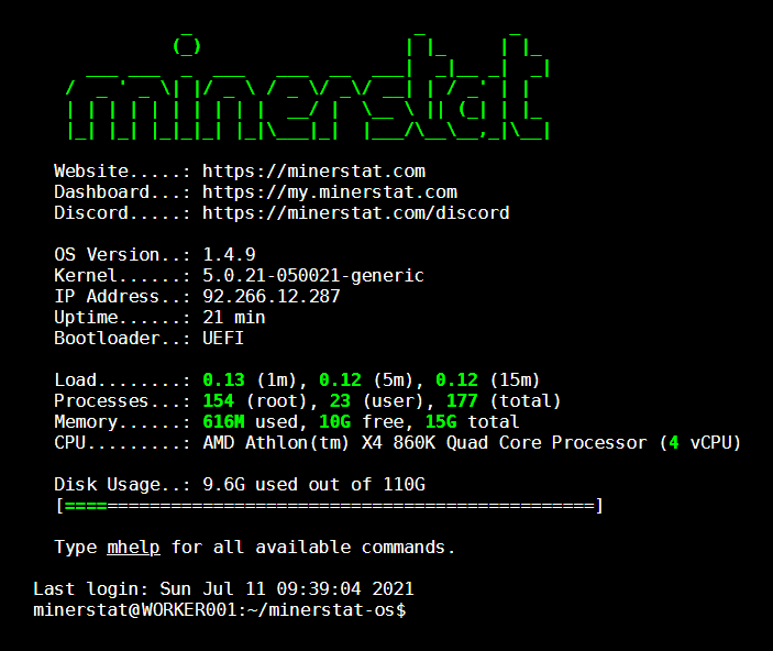 minerstat - msOS console