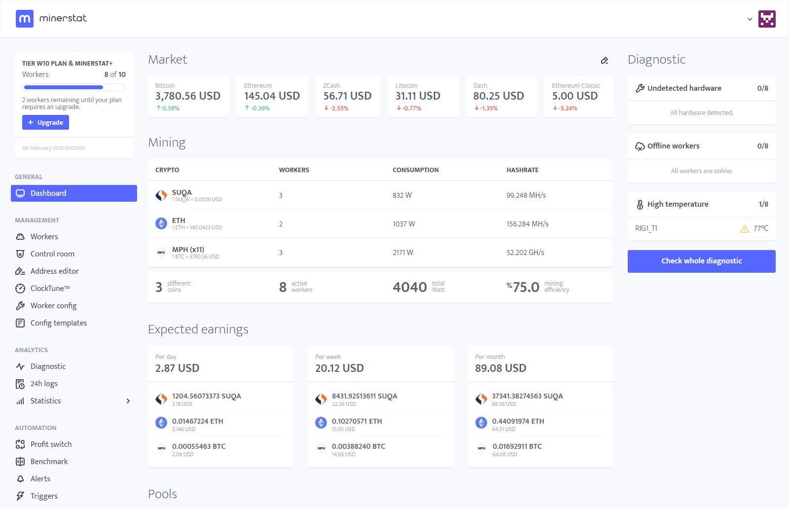 minerstat Dashboard