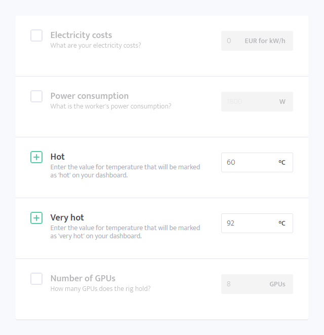 Hot and very hot temperatures settings