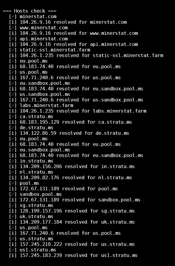 minerstat netcheck: Hosts check