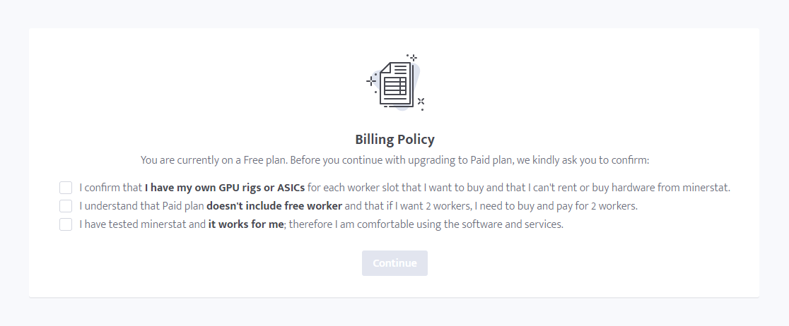 minerstat order: Billing policy