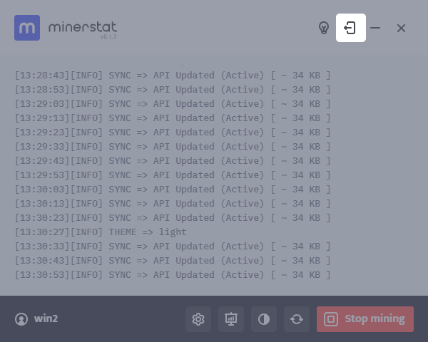 minerstat - Start with Windows - Logout