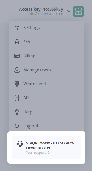 Support ID on minerstat dashboard