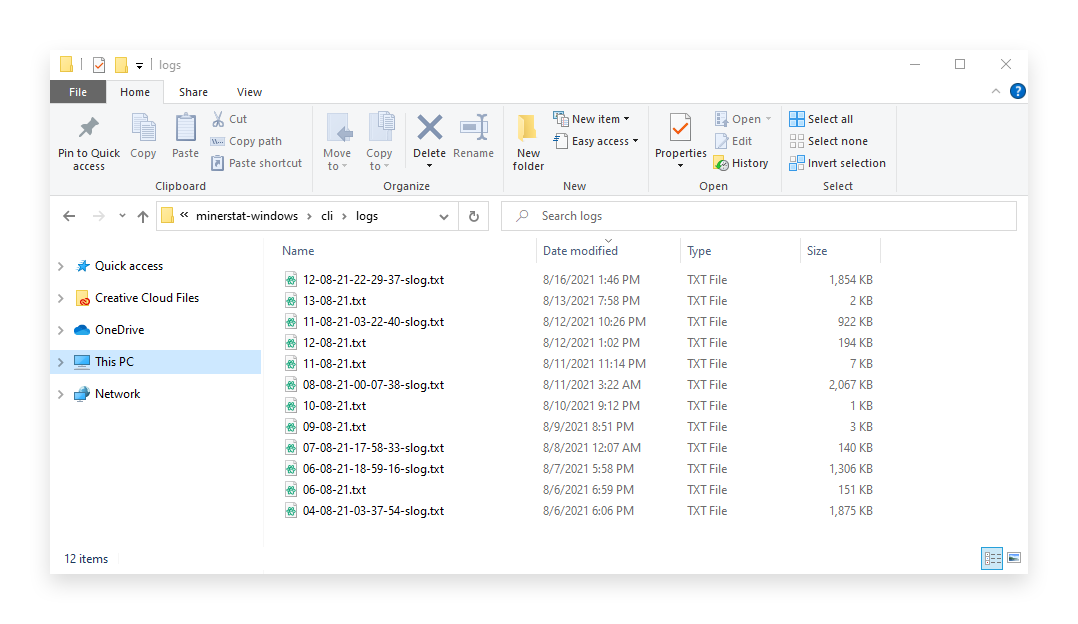 minerstat - Windows - Logs folder