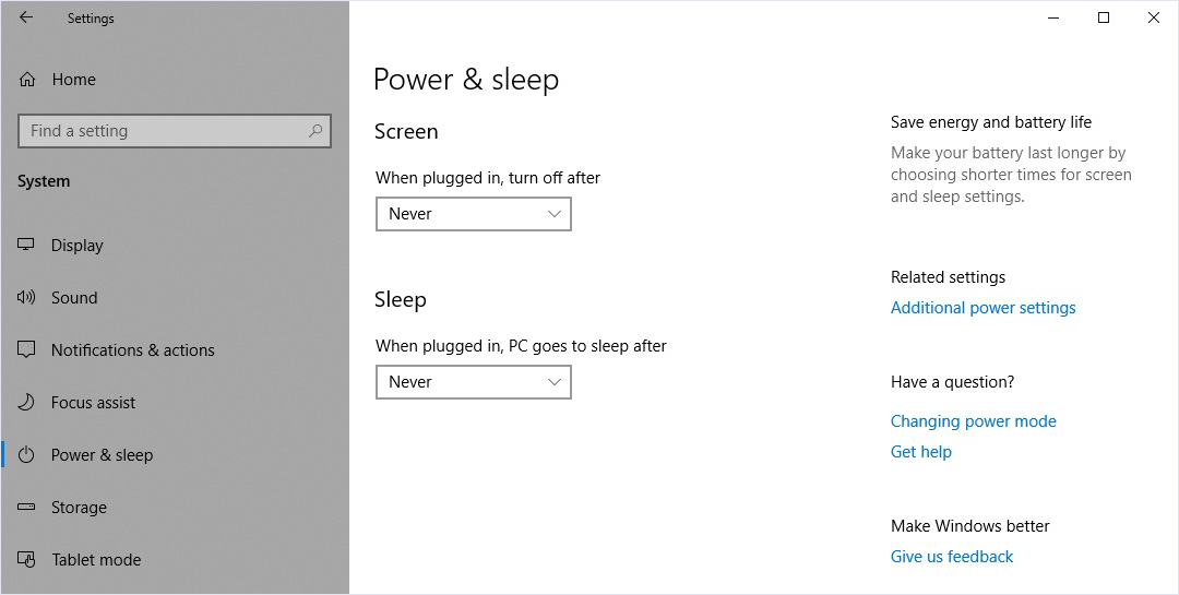 Windows Power and Sleep