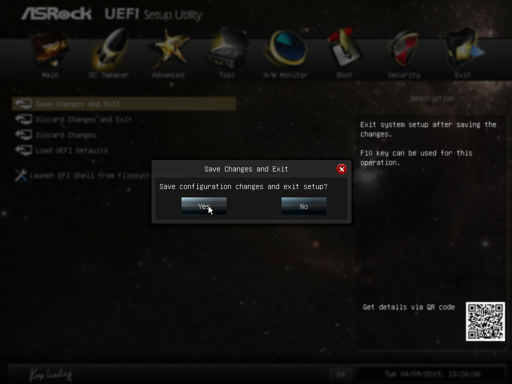 Save configuration changes. При входе в UEFI черный экран. Где найти UEFI поменять на CSM на ASROCK. Save configuration changes and exit Now.